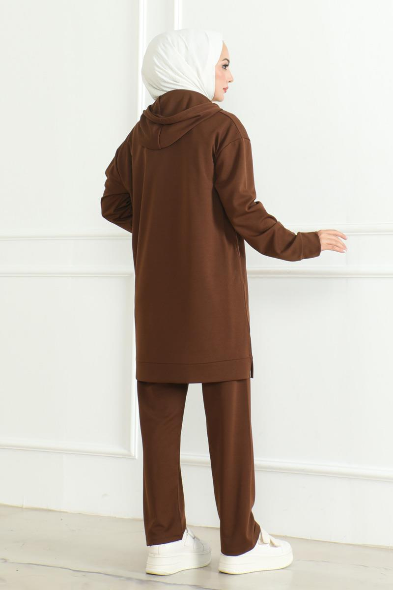Oversize Spor Takım KAHVERENGİ
