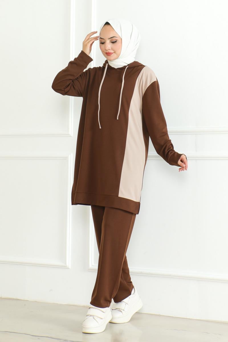 Oversize Spor Takım KAHVERENGİ