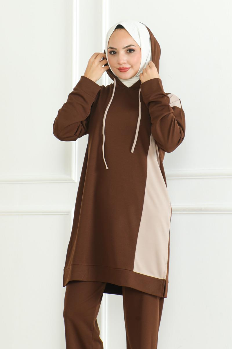 Oversize Spor Takım KAHVERENGİ