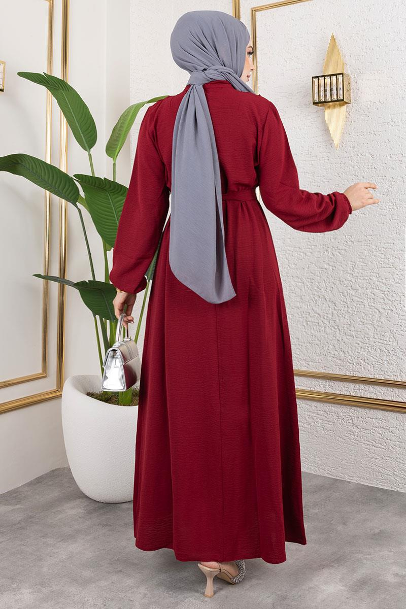 Rose Fırfırlı Aerobin Elbise  BORDO