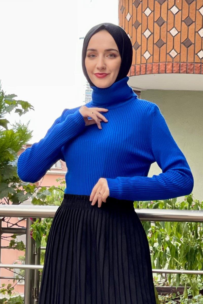 Triko Kazak Saks Mavisi