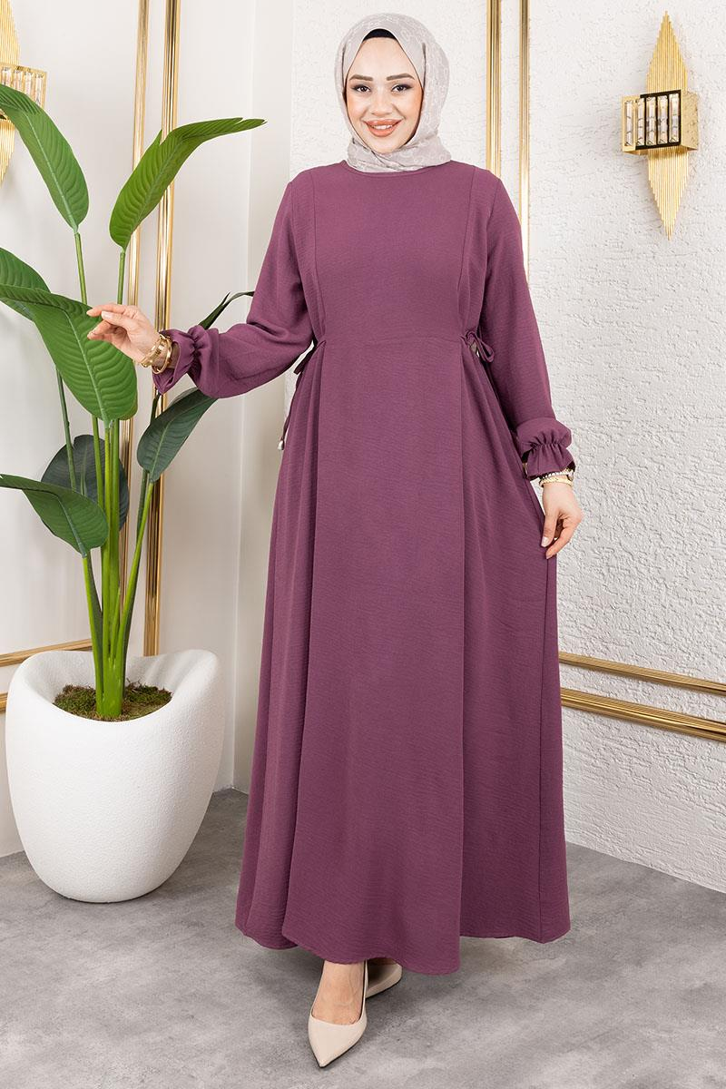 Yanları Bağcıklı Elbise MÜRDÜM