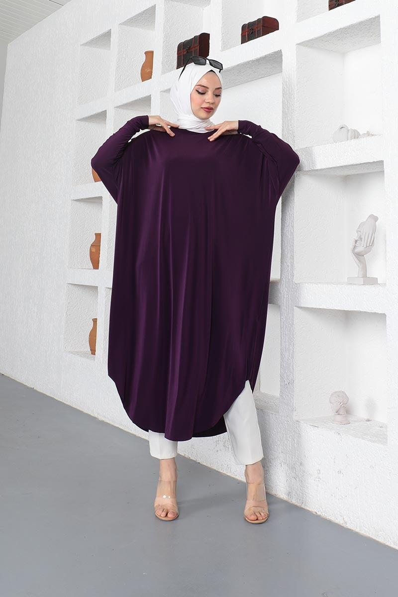 Yarasa Kol Salaş Tunik Mürdüm