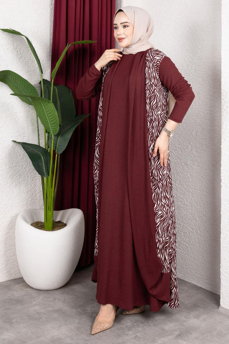 Zebra Desen Bürümcük Takım  BORDO