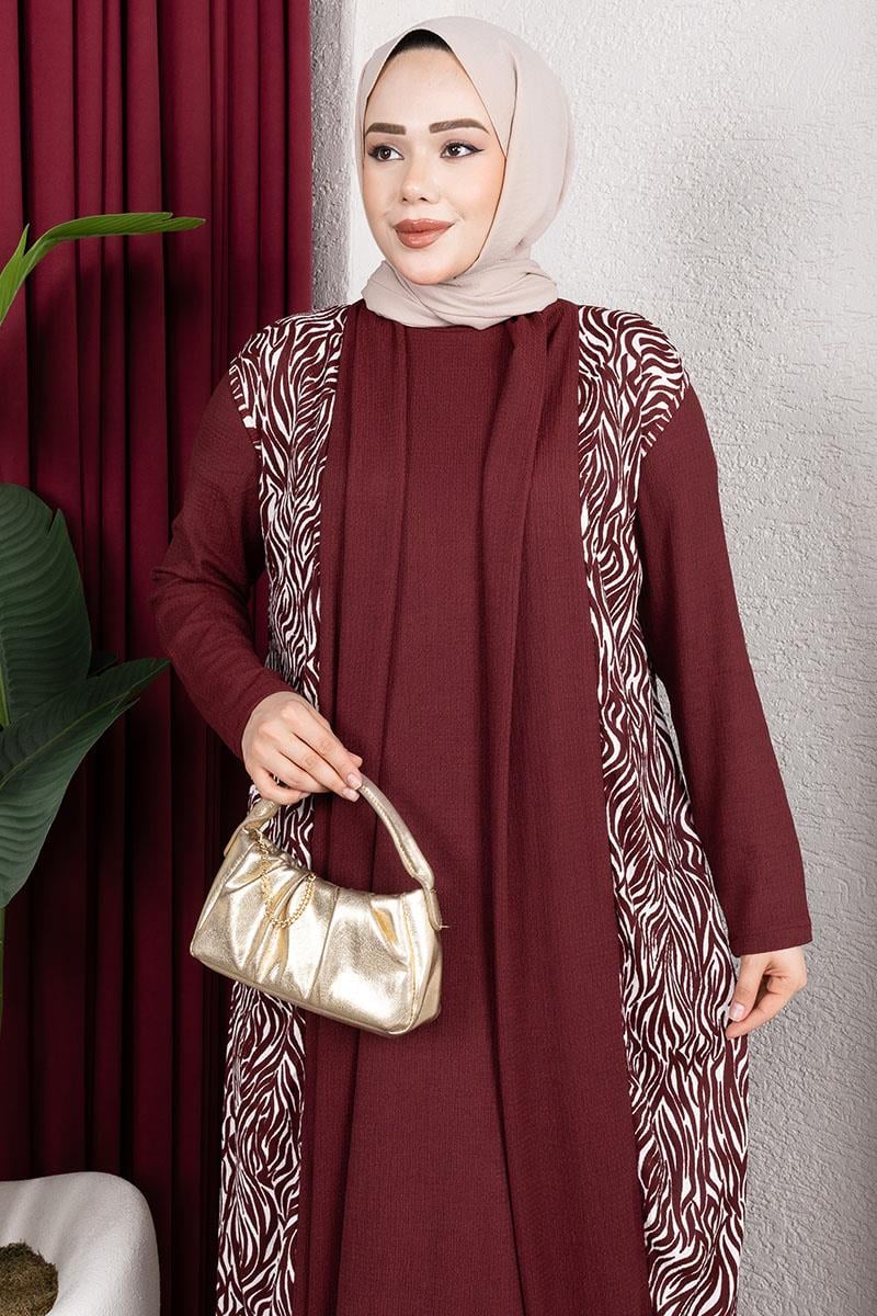 Zebra Desen Bürümcük Takım  BORDO