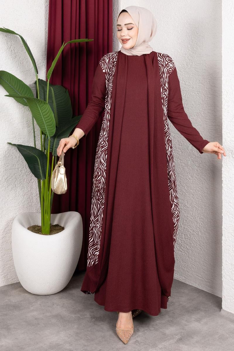 Zebra Desen Bürümcük Takım  BORDO