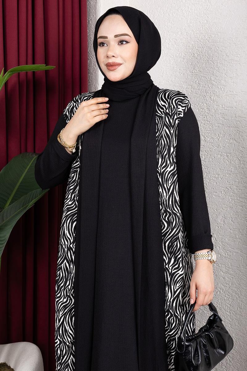Zebra Desen Bürümcük Takım  SİYAH
