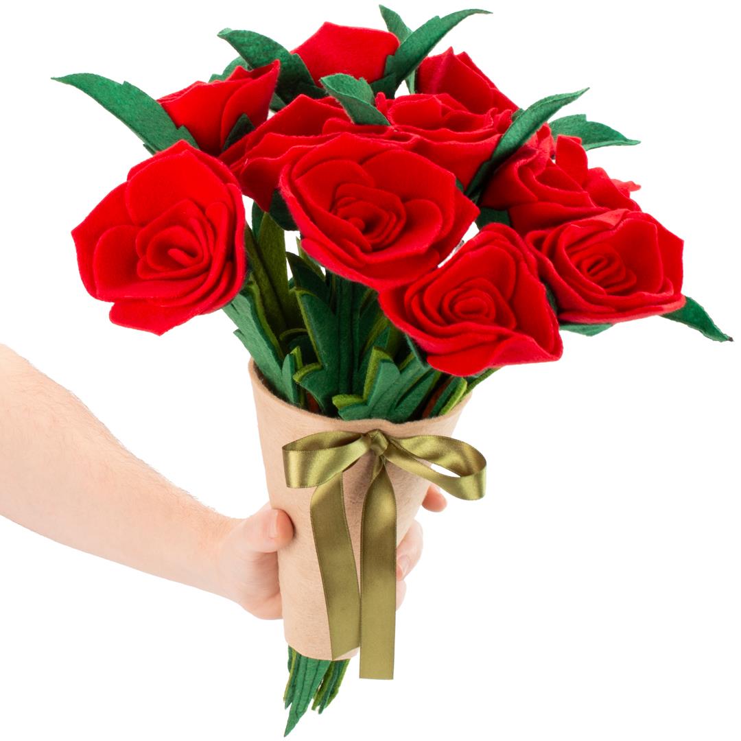 11'li Kumaş Kırmızı Gül Buketi