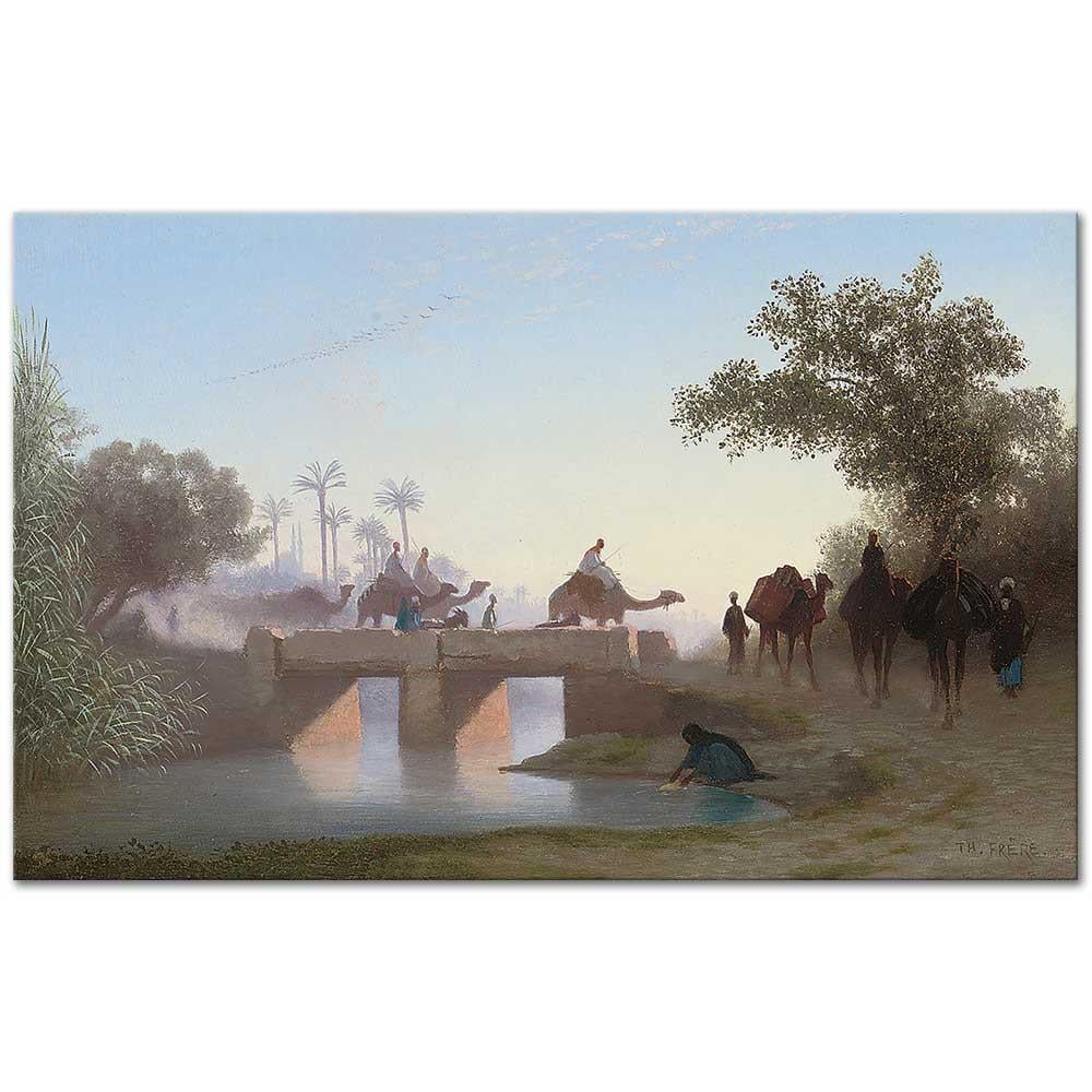 A Camel Train Crossing a River by Charles Theodore Frere as Fine Art Print