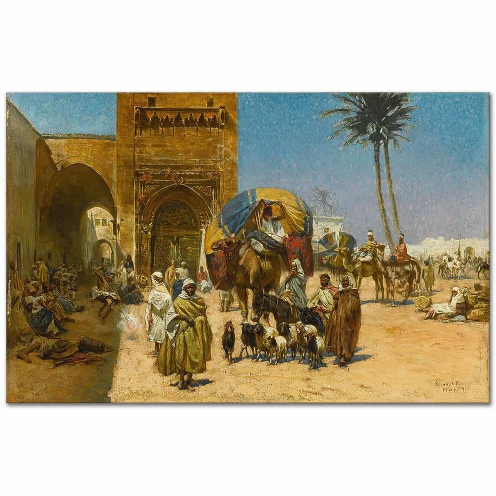 A Caravan Outside Of A Mosque by Ferencz Franz Eisenhut as Art Print