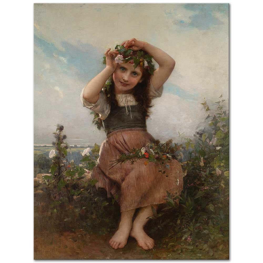 Léon Bazille Perrault Çiçek Tacı Kanvas Tablo