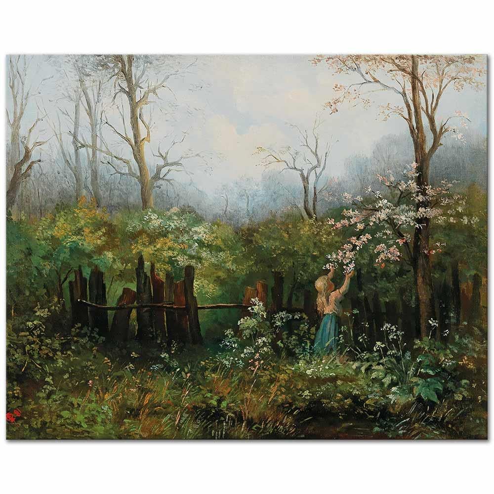 Olga Wisinger-Florian Bahçedeki Kız Kanvas Tablo