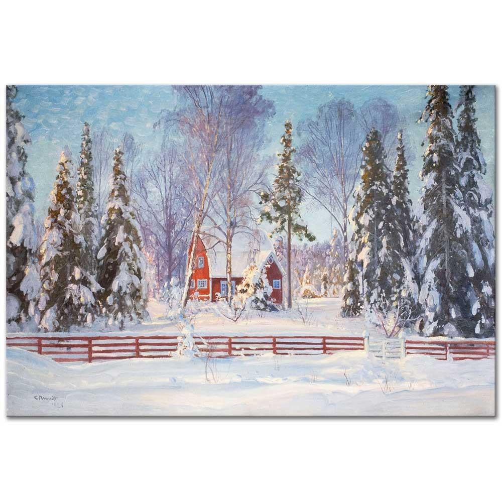 A House in Winter Landscape by Carl Ludwig Brandt as Art Print
