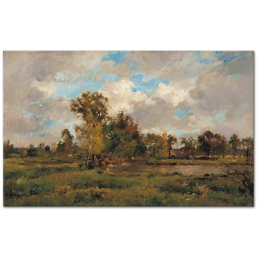 A Lake in a Clearing by Pierre Emmanuel Damoye as Art Print