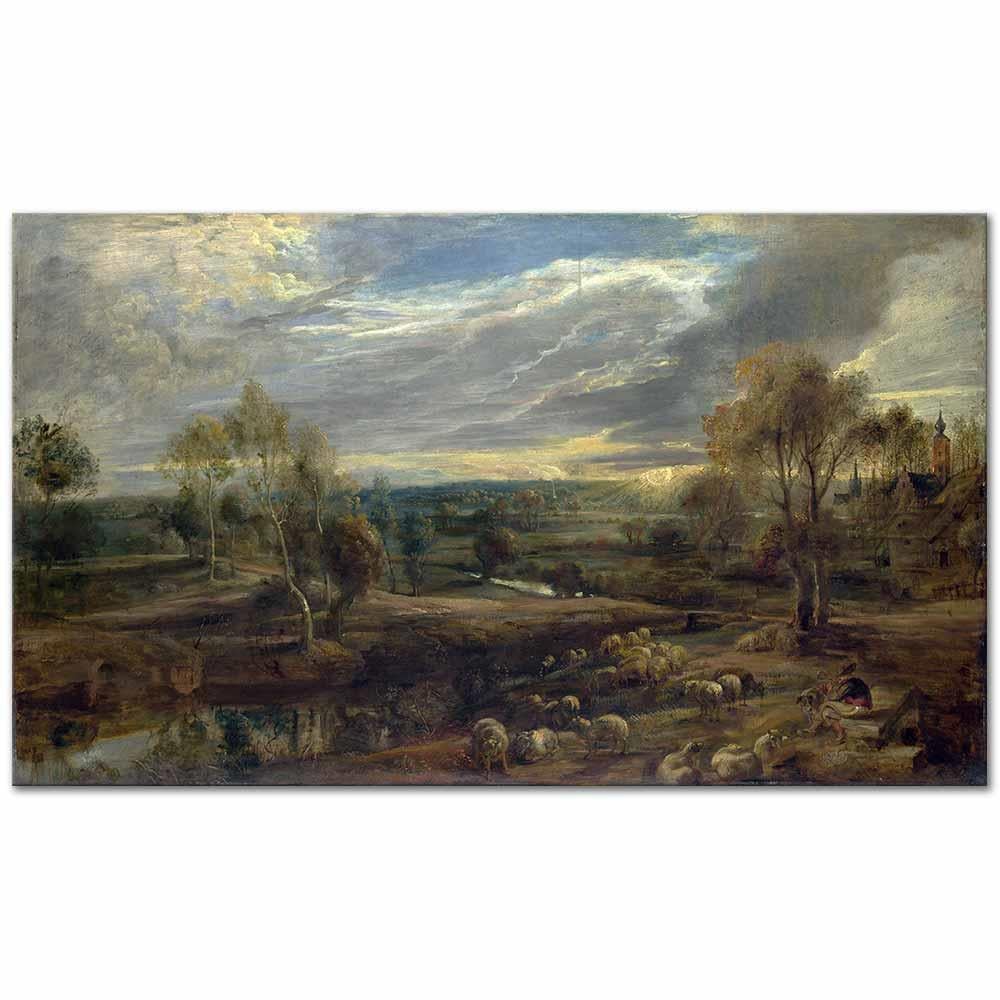 A Landscape with a Shepherd and his Flock by Peter Paul Rubens as Art Print