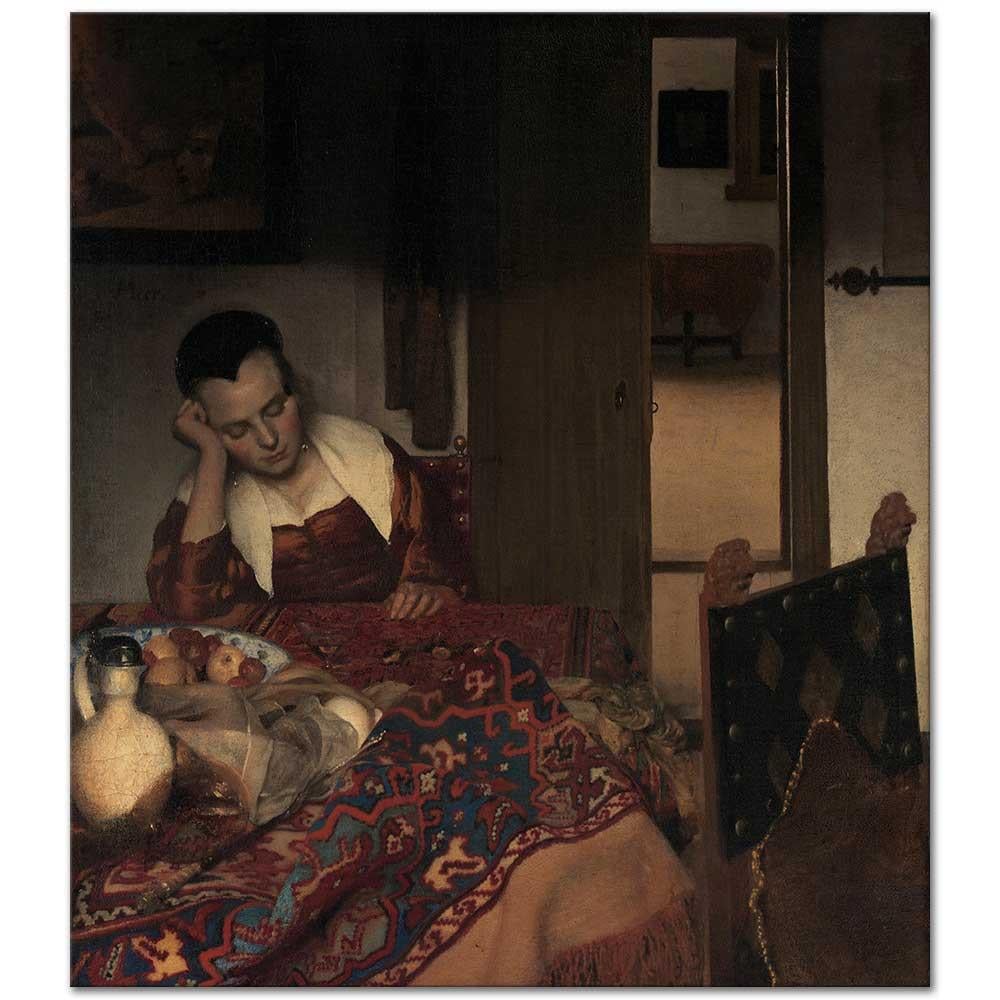 Johannes Vermeer Uyuyan Hizmetçi Kanvas Tablo