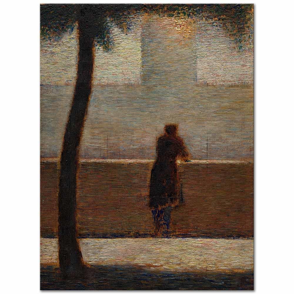 Georges Seurat Korkuluğa Yaslanmış Adam Kanvas Tablo