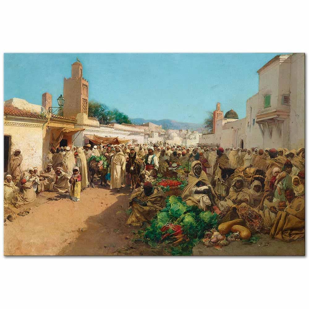 Gustavo Simoni Tlemcen'de Pazar Yeri, Cezayir Kanvas Tablo