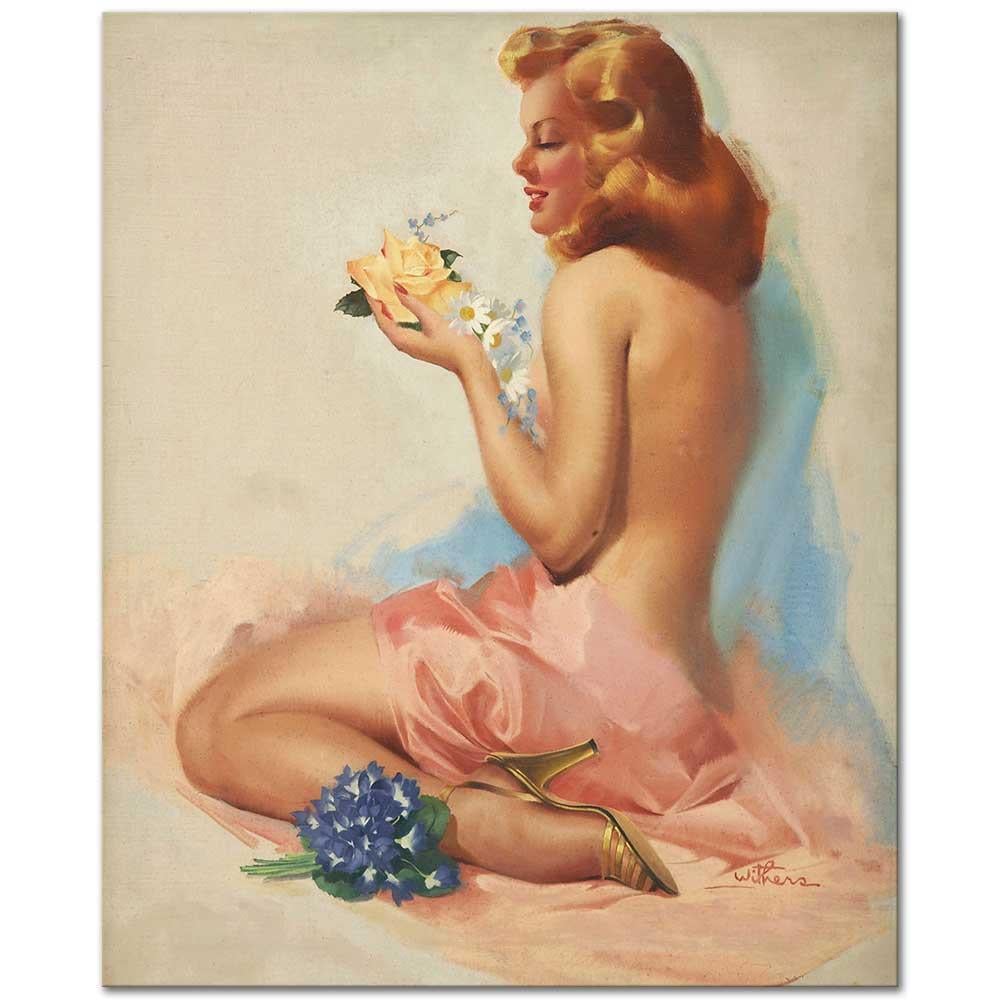 A Nude with Daisies as Art Print