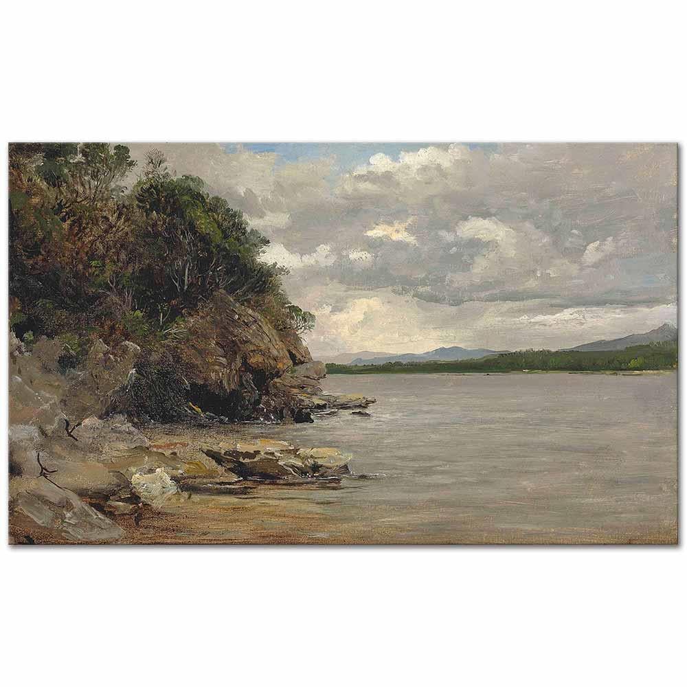 A Rocky Outcrop by a Lake Norway by Francis Danby as Art Print