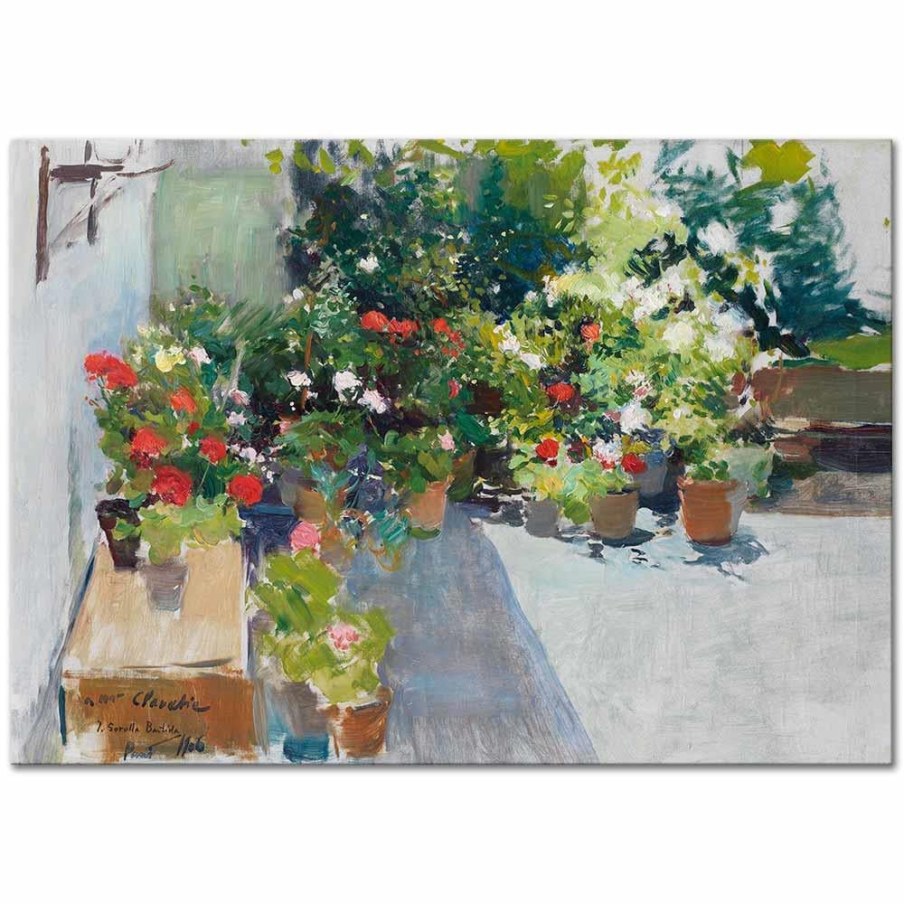 A Rooftop with Flowers by Joaquin Sorolla as Art Print