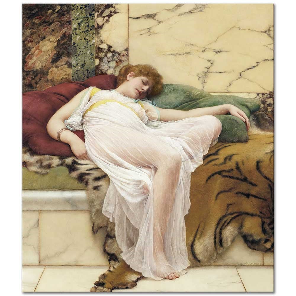 John William Godward Siesta Kanvas Tablo