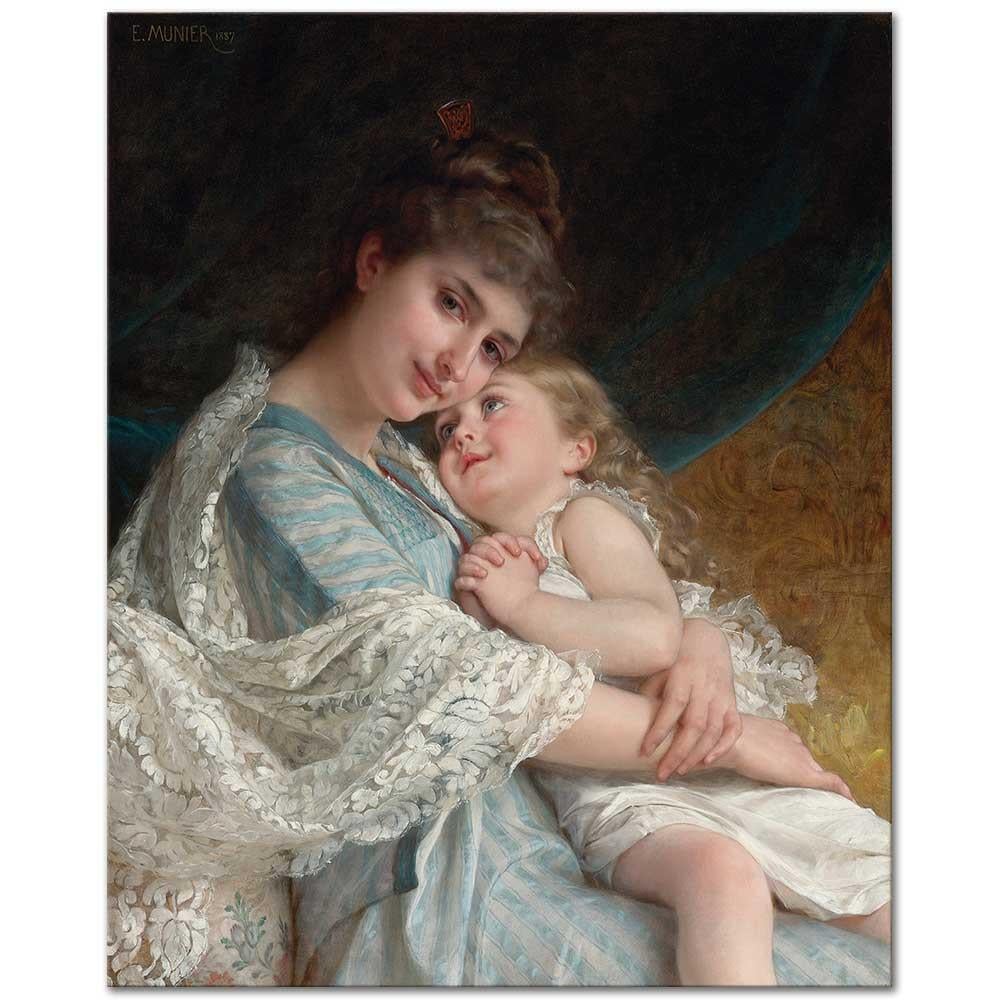 A Tender Embrace by Emile Munier as Art Print