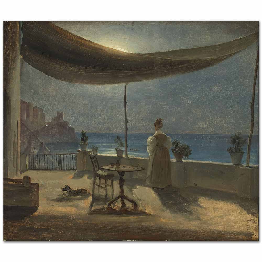 A Terrace in Amalfi in Moonlight by Thomas Fearnley as Fine Art Print