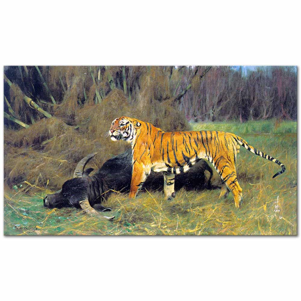 A Tiger with its Prey by Wilhelm Kuhnert as Fine Art Print