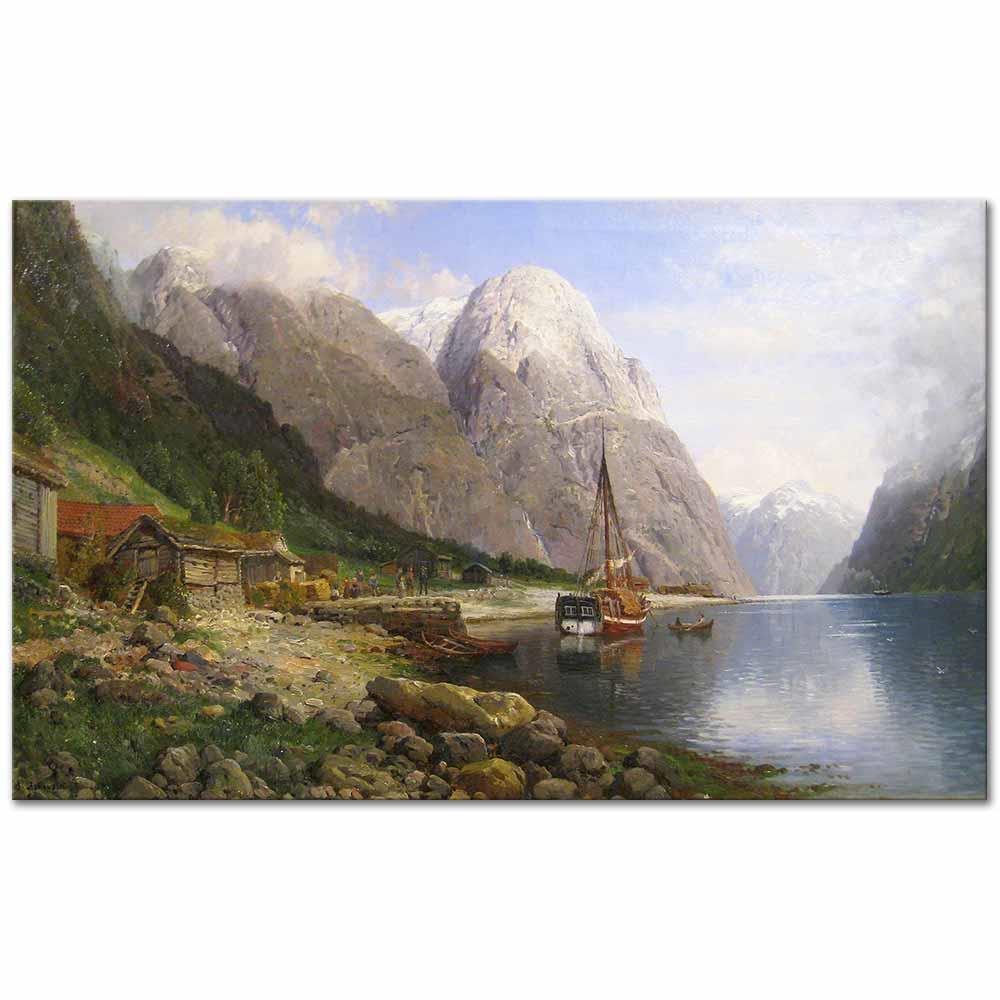 A Village by a Fjord by Anders Askevold as Art Print