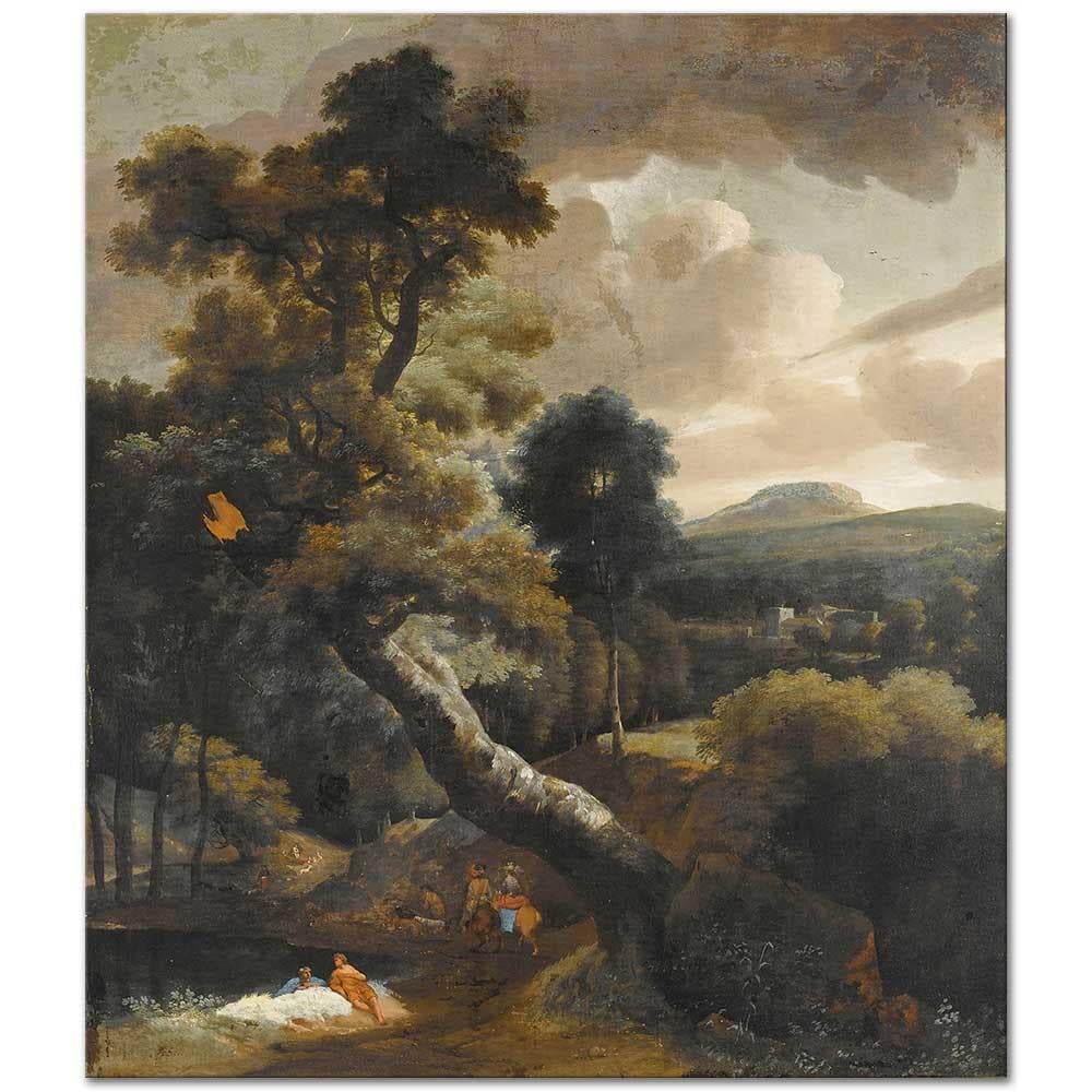 A Wooded Hilly Landscape by Jacob Esselens
