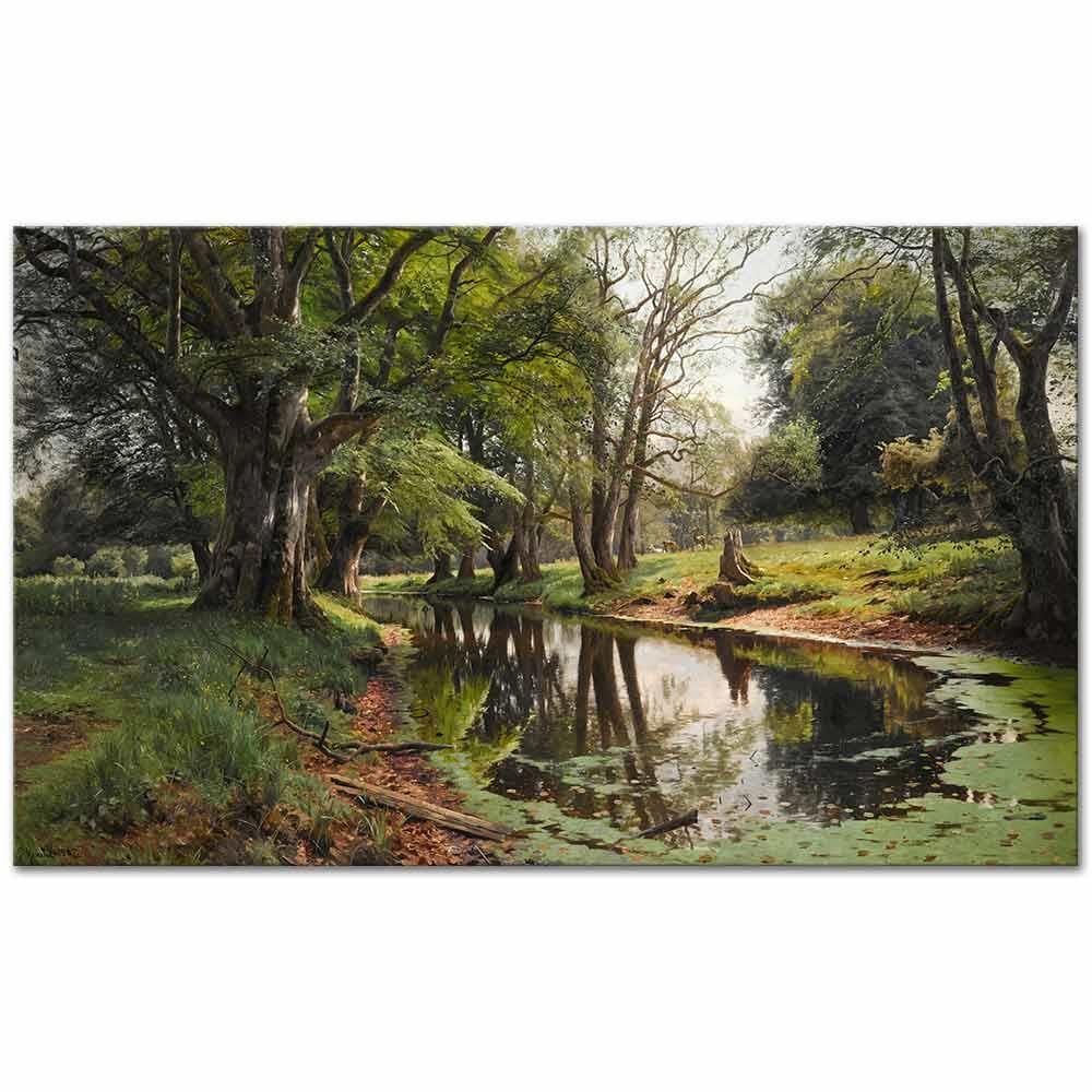Peder Mørk Mønsted Yaz Gününde Ormandaki Dere Kanvas Tablo
