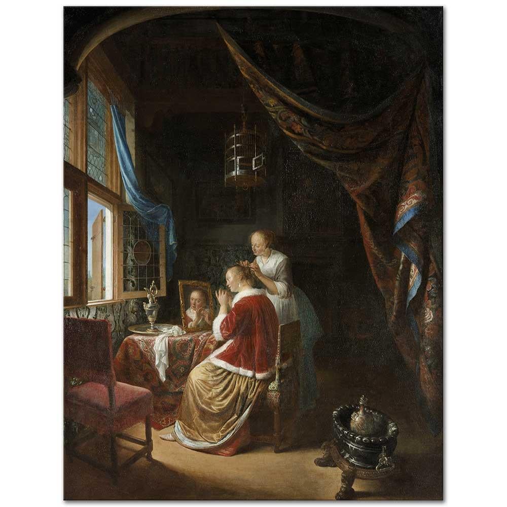 Gerrit Dou Genç Kadına Bakım Yapılırken Kanvas Tablo