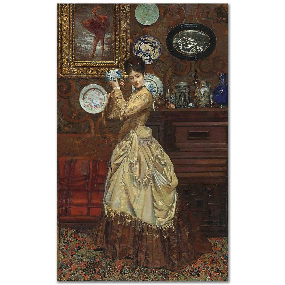 Admiring the Porcelain by Edouard Frederic Wilhelm Richter