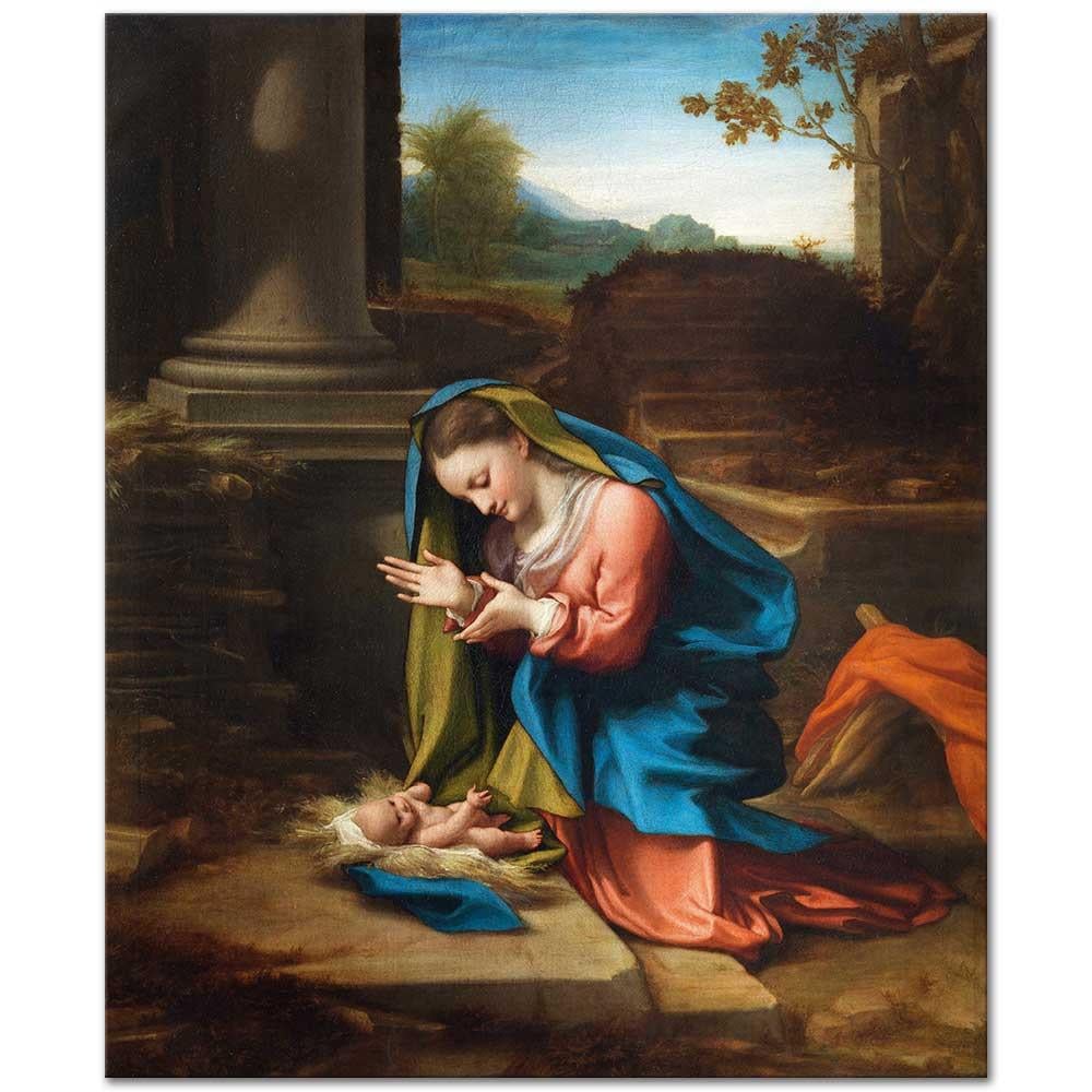 Adoration of the Child by Antonio Allegri da Correggio as Art Print