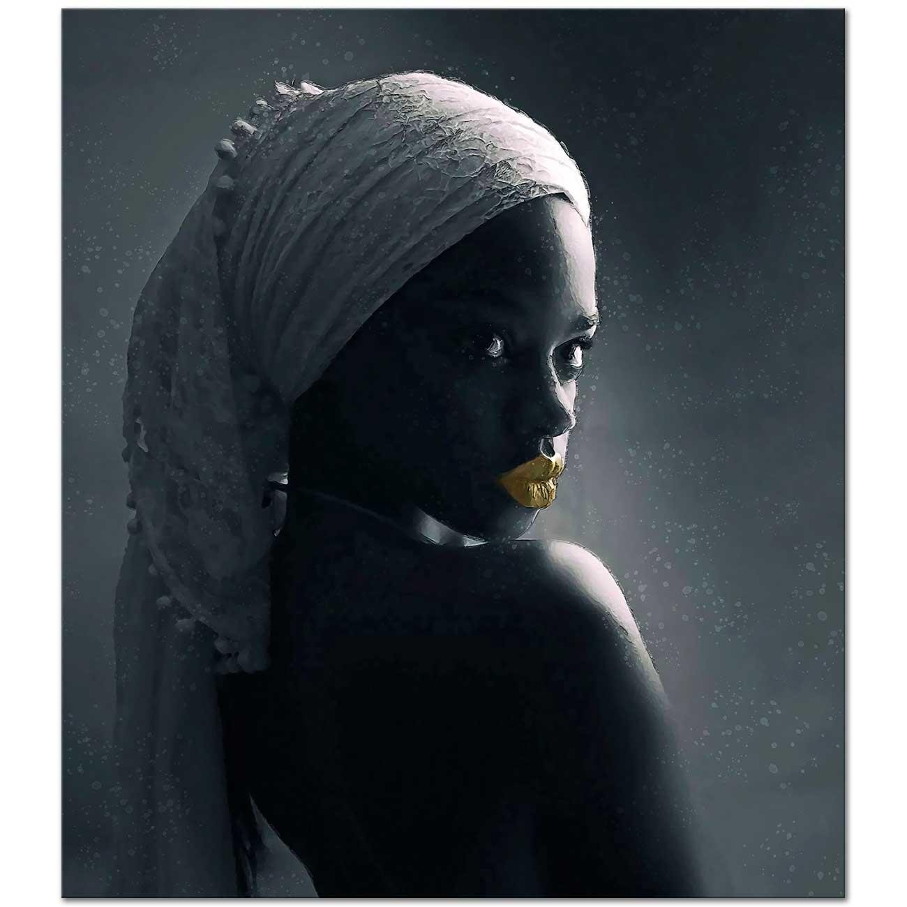 African Woman with White Turban Art Print