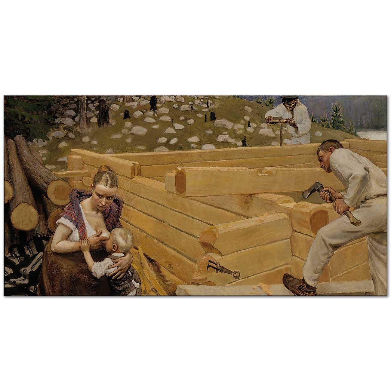 Akseli Gallen Kallela İnşaat Kanvas Tablo