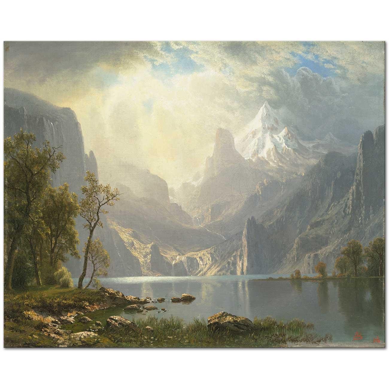 Albert Bierstadt Taho Gölü Kıyısında Dağlar Kanvas Tablo