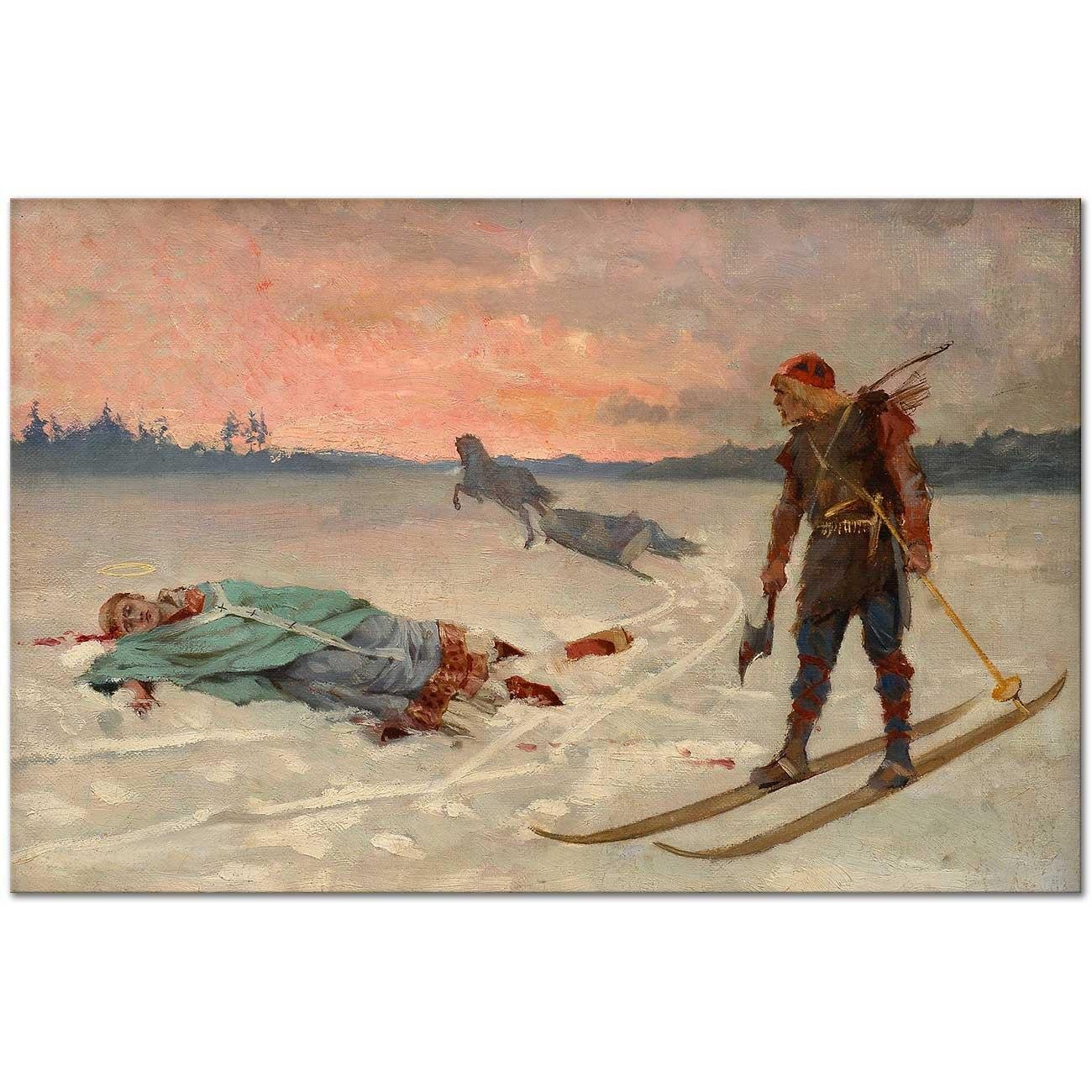 Albert Edelfelt Rahip Henrik'in Öldürülüşü Kanvas Tablo