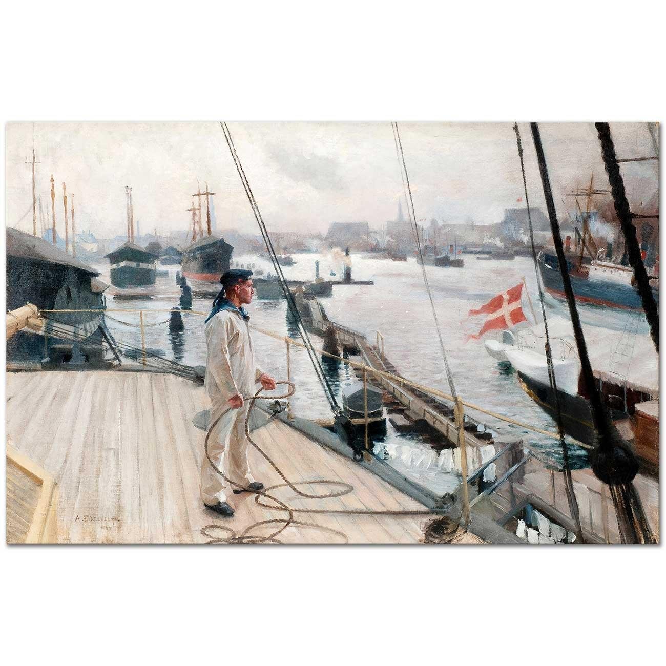 Albert Edelfeld Kopenhag Limanından Kanvas Tablo
