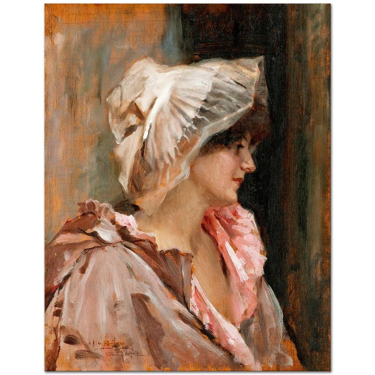 Albert Edelfelt Sabahlığı ile bir Parisli Kadın Kanvas Tablo
