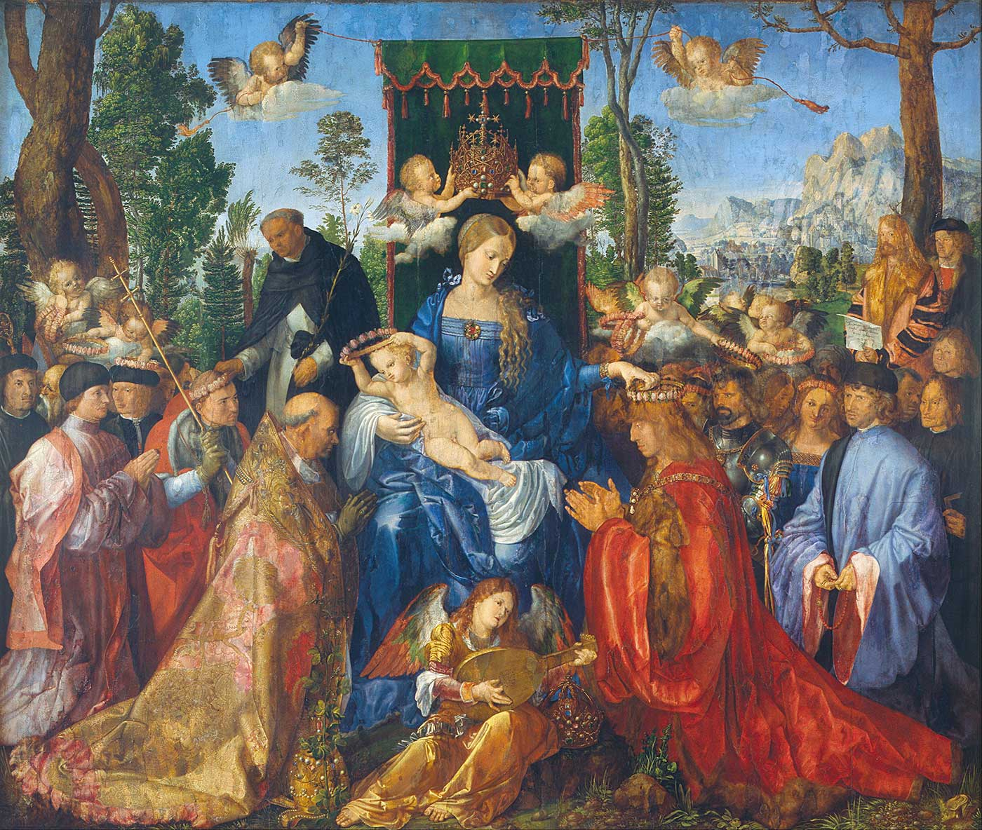 Albrecht Dürer Gül Çelenkli Kutlama Kanvas Tablo
