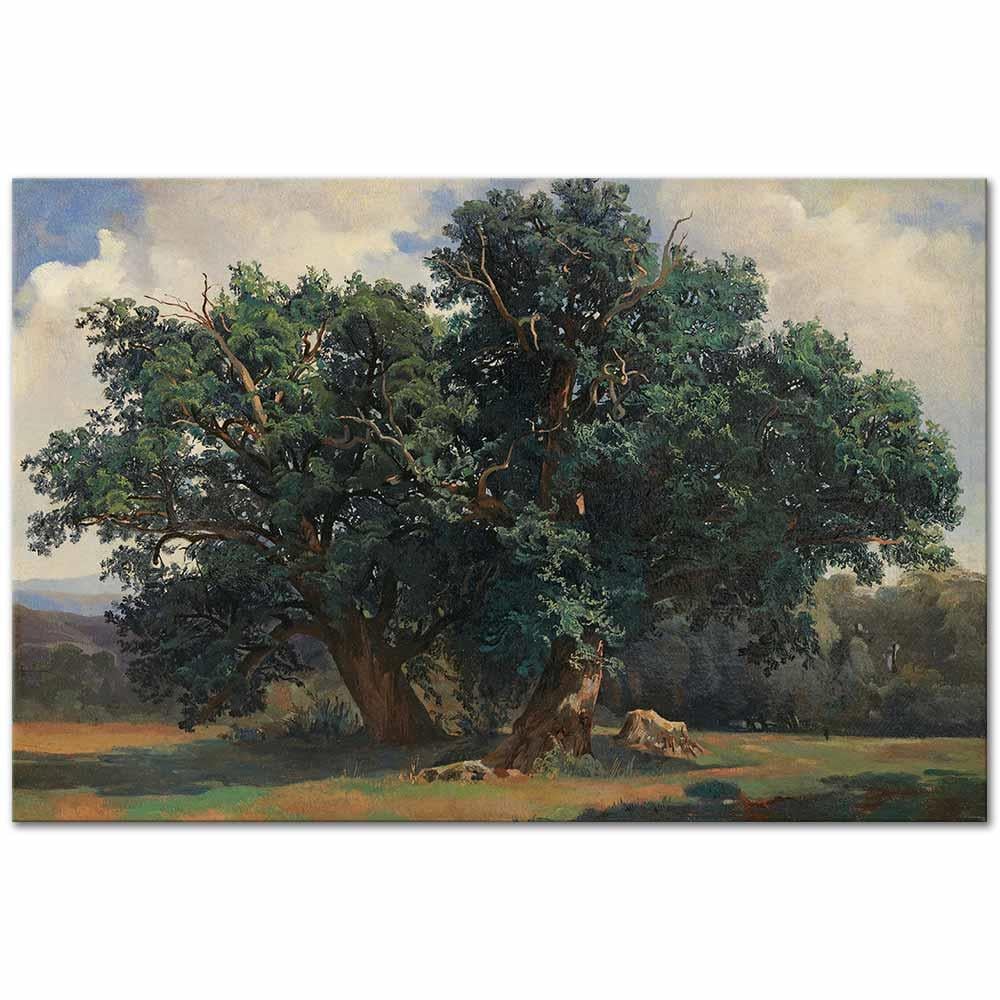 Alexandre Calame Meşe Ağaçlı Manzara Kanvas Tablo