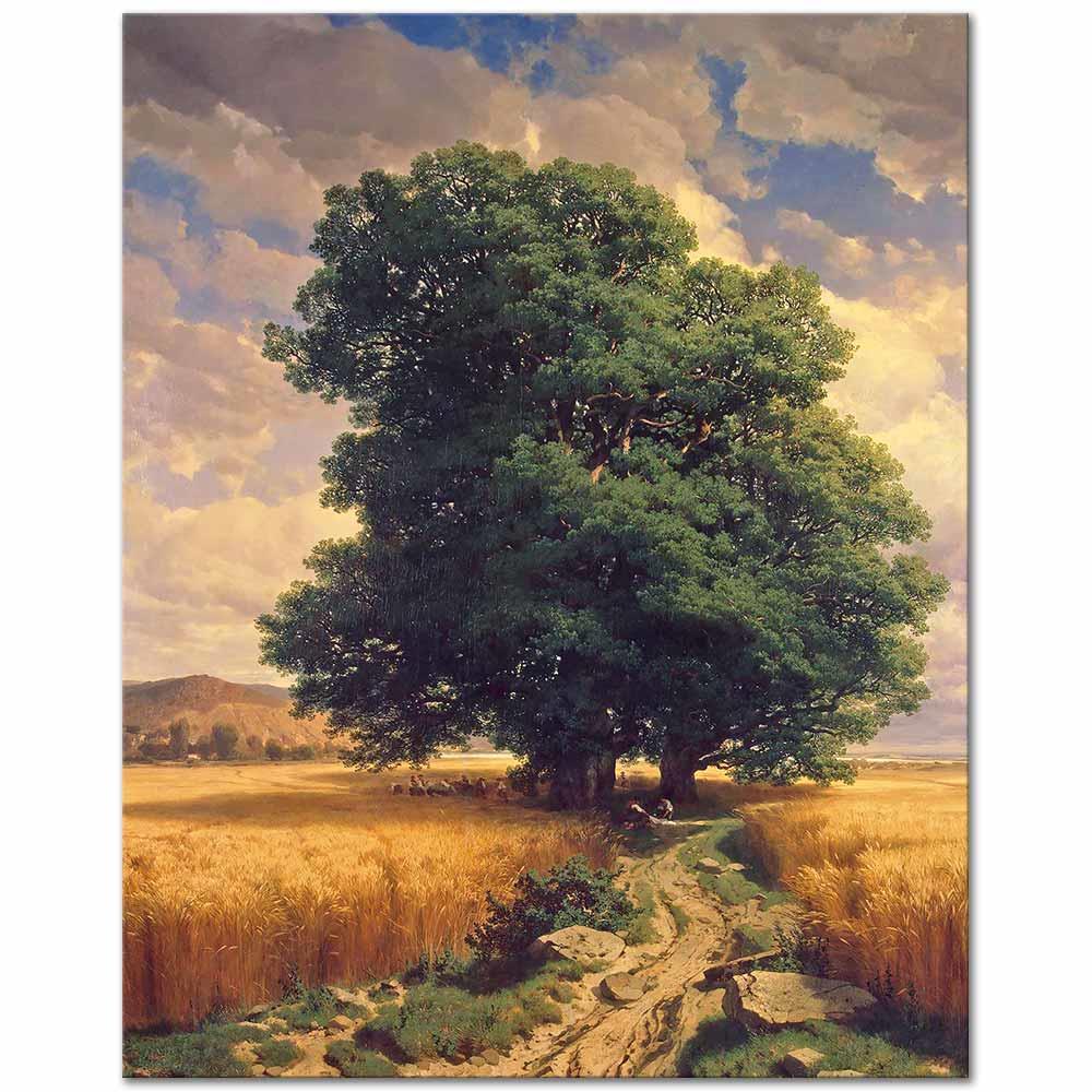 Alexandre Calame Meşe Ağacı Kanvas Tablo