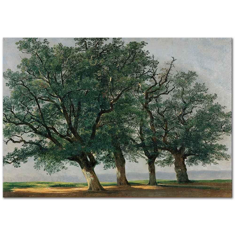 Alexandre Calame Dört Büyük Ağaç Kanvas Tablo
