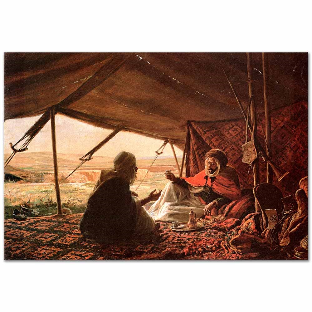 Algerians Drinking Coffee in a Tent by Eugene Alexis Girardet as Fine Art Print