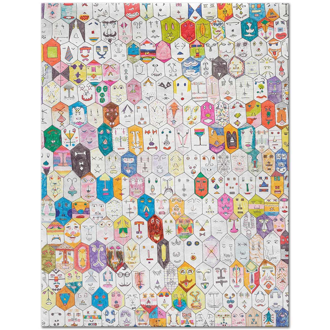 Alighiero Boetti Yüzler Kanvas Tablo