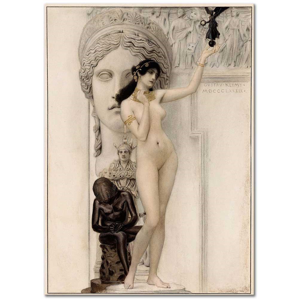 Gustav Klimt Heykel Alegorisi Kanvas Tablo