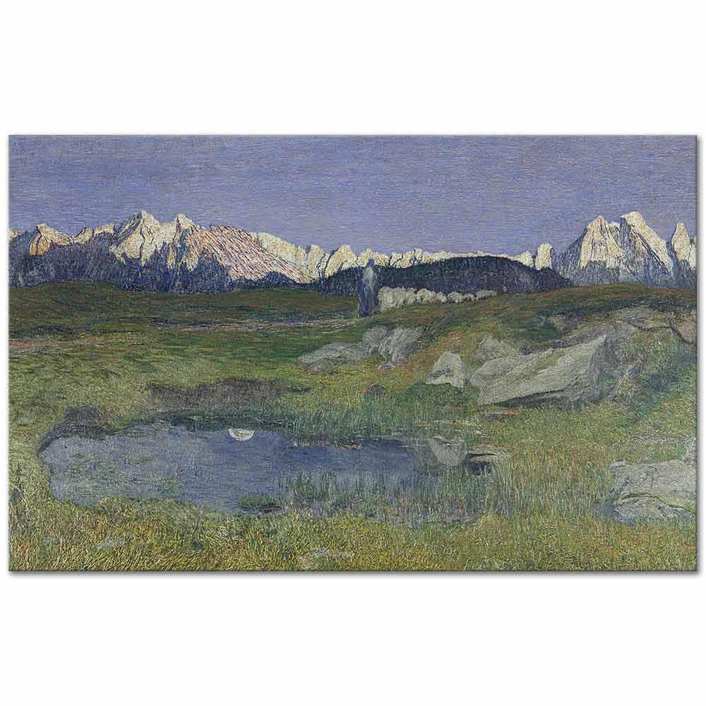 Giovanni Segantini Gün Batımında Alpler Kanvas Tablo