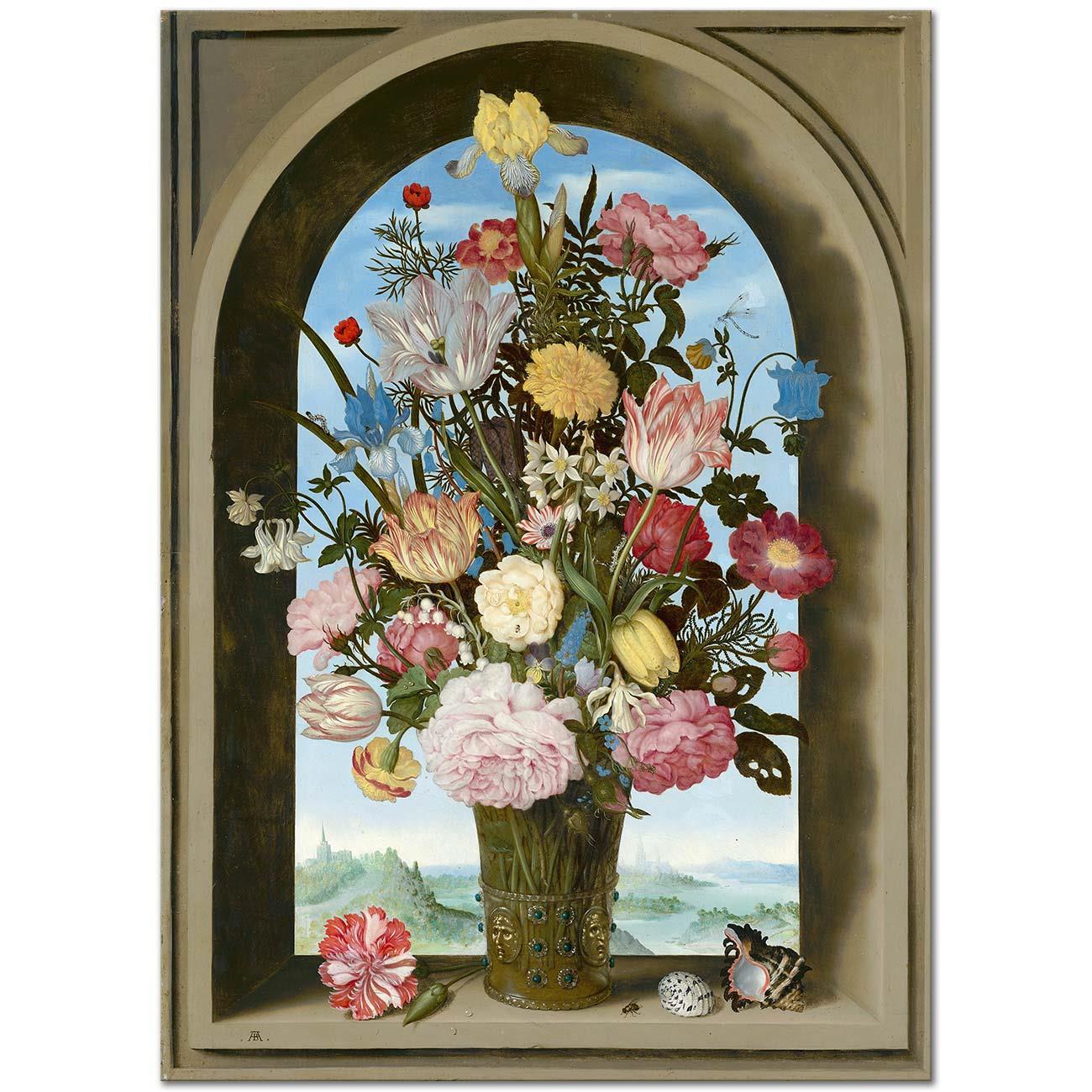 Vase of Flowers in a Window Niche by Ambrosius Bosschaert the Elder